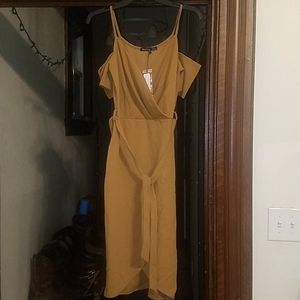 Cold shoulder wrap dress